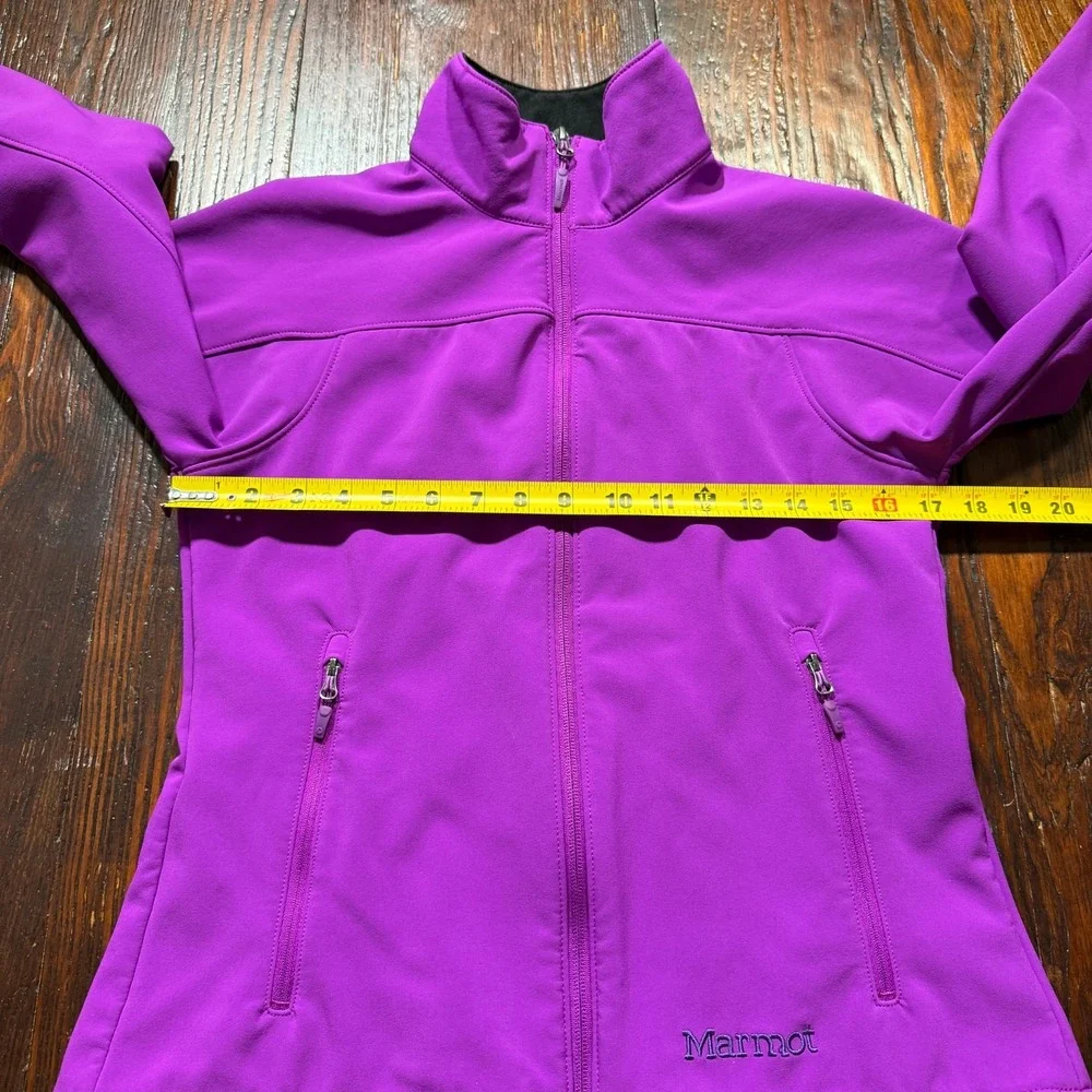 Marmot Jacket Womens Small Purple Soft Shell Midweight Lined Full Zip Gorp - EUC